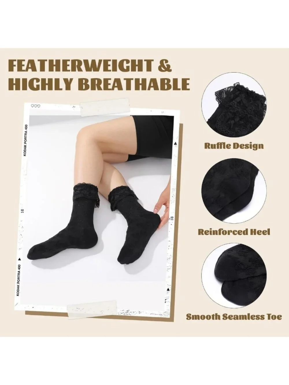 Cute Lace Ruffle Crew Socks | Frilly Princess Dress Socks for Girls